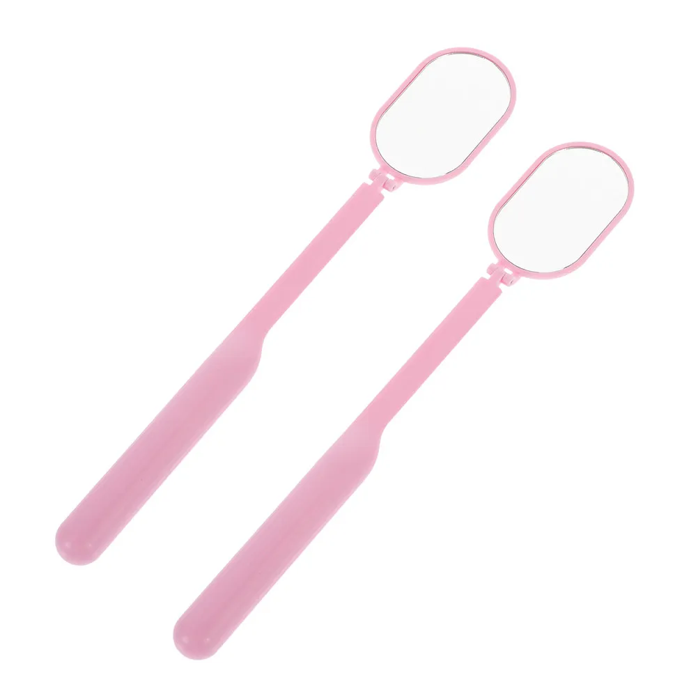 

1 Pair Lash Mirrors For Eyelash Extensions Clear Glass Handheld Mirror Tool Foldable Design Portable Makeup Inspection Mirror