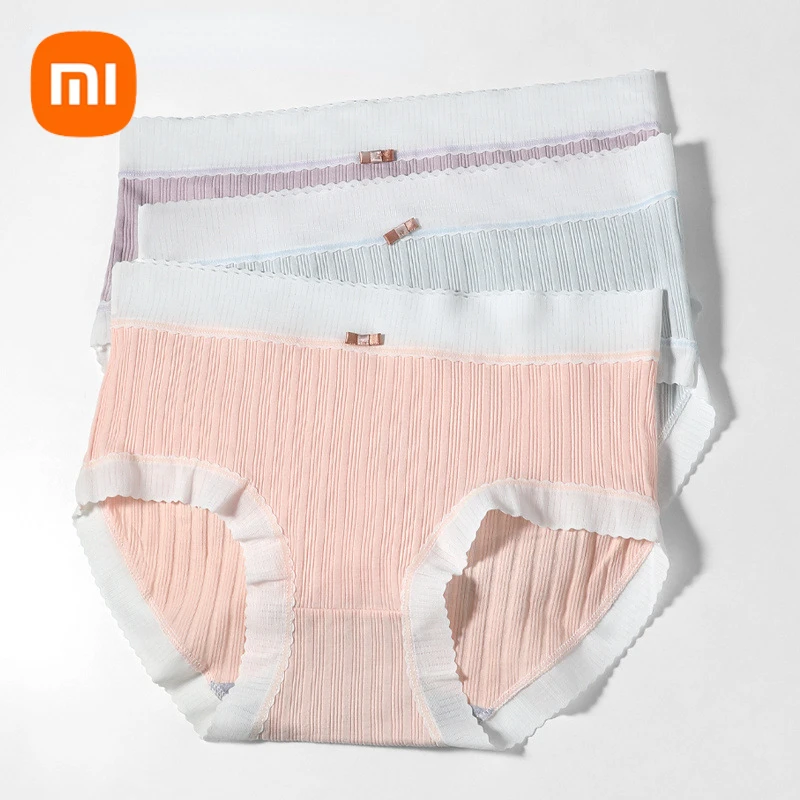 Xiaomi 3PCS/lot Cotton Panties Women Comfortable Underwear Sexy Middle-Waisted Underpants Female Lingerie Big Size Ladies Briefs