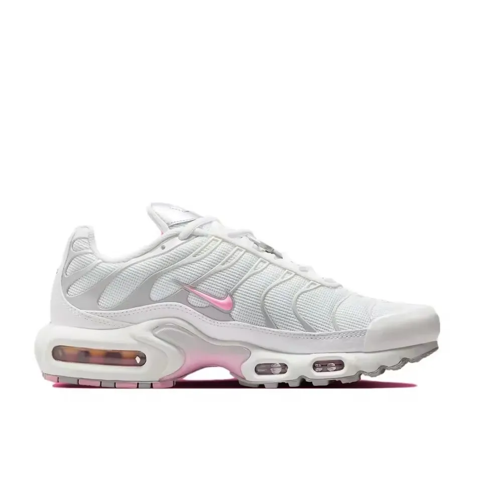 Nike Original Air Max Plus TN Fashion Versatile Casual Running Shoes Comfortable Wearable Sneakers White and Pink Match