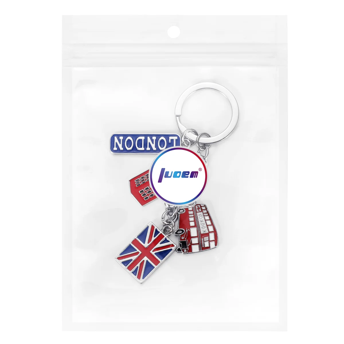 LUOEM UK Flag Red Keychain Souvenir Keychain British London Style Keyring Car Keyring Bag Charms