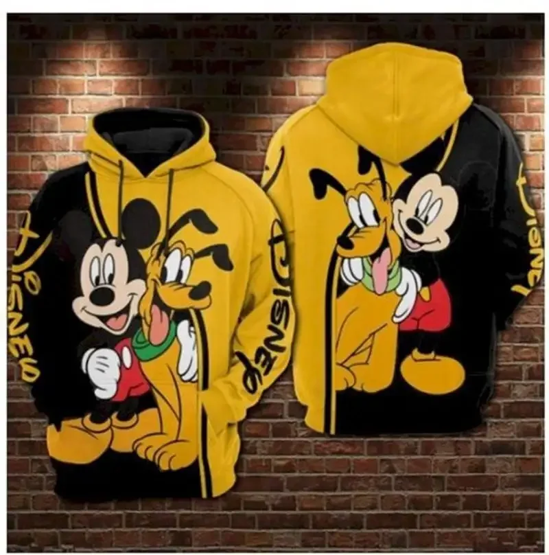 

Disney Mickey And Pluto Dog Hoodie Disney All Over Printed Custom 3D Hoodie Casual Sweatshirts Vintage Unisex