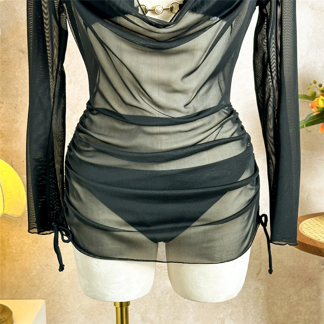 Mit langen Ärmeln, rückenfreiem Bikini, Damen-Badebekleidung, dreiteiliges Bikini-Set, Badeanzug, Badebekleidung, Schwimmbekleidung V7815 – Detail 20