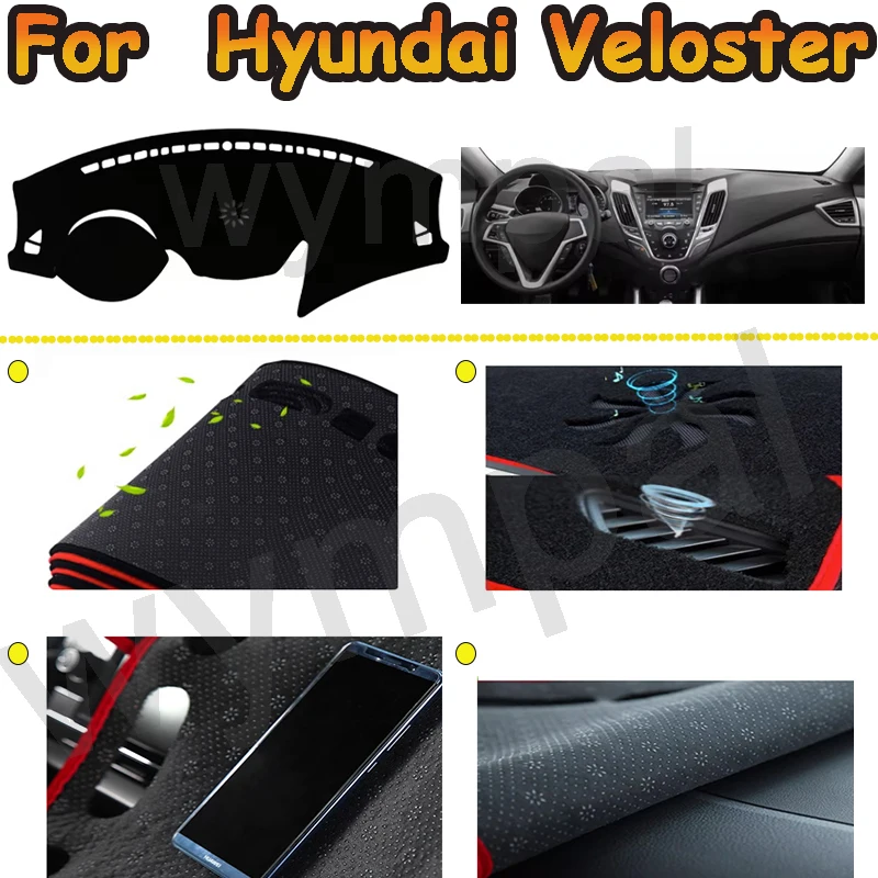 Dash Mat For Hyundai Veloster 2012 2013 2014 2015 2016 2017 Dash Pad Carpet Anti-Sun Anti-UV Anti-slip