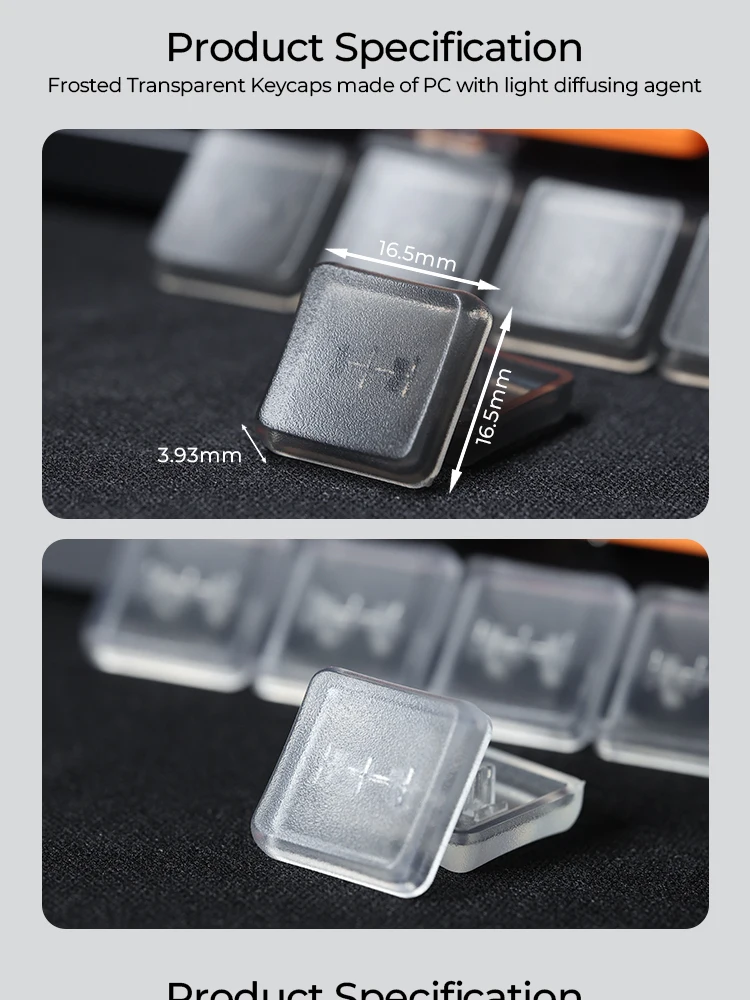 50 Stück CHOSFOX Tastenkappen, niedriges Profil, PBT-Tastenkappen für Kailh Chocolate Switch mechanische Tastatur, ultradünn, schwarz, weiß, transparent – Detail 2