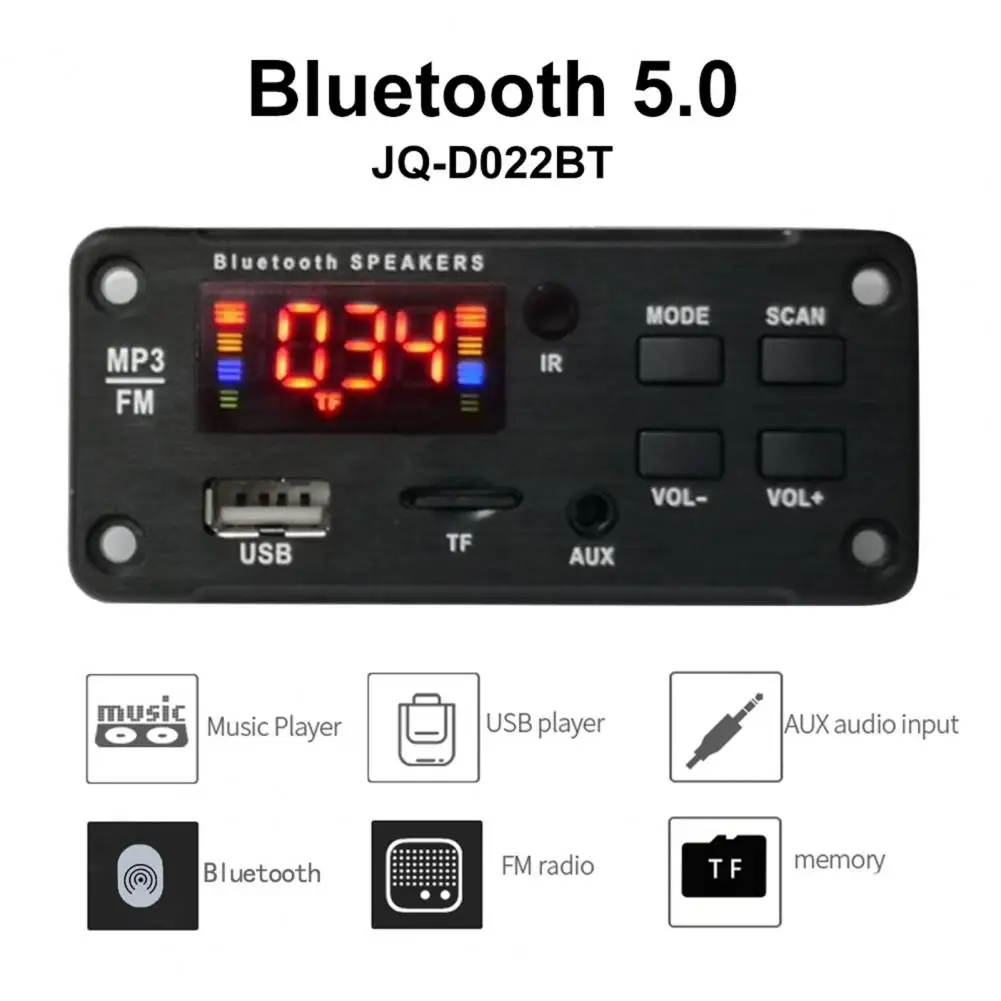 JQ D022BT 5V 18V Bluetooth compatible 5 0 Audio Receiver Car FM Radio Module High sensitivity 50W Amplifier Decoder Board