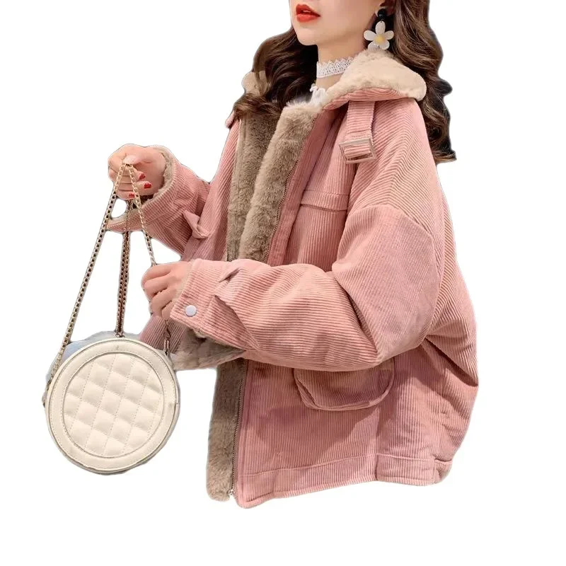 Winter Women Jacket Loose Thick Warm Short Coat Korean Style Clothes Corduroy Parkas Harajuku Jackets Female Outwear Streetwear