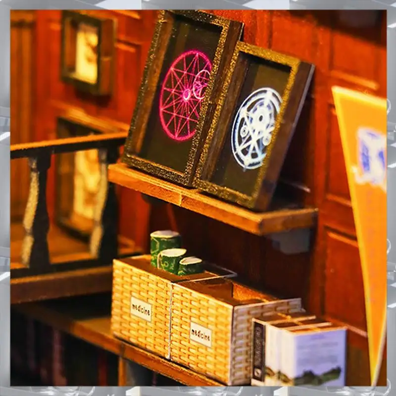 A84F-DIY ブックコーナーキット木造住宅 3D パズル組立モデル建設本棚インサート装飾