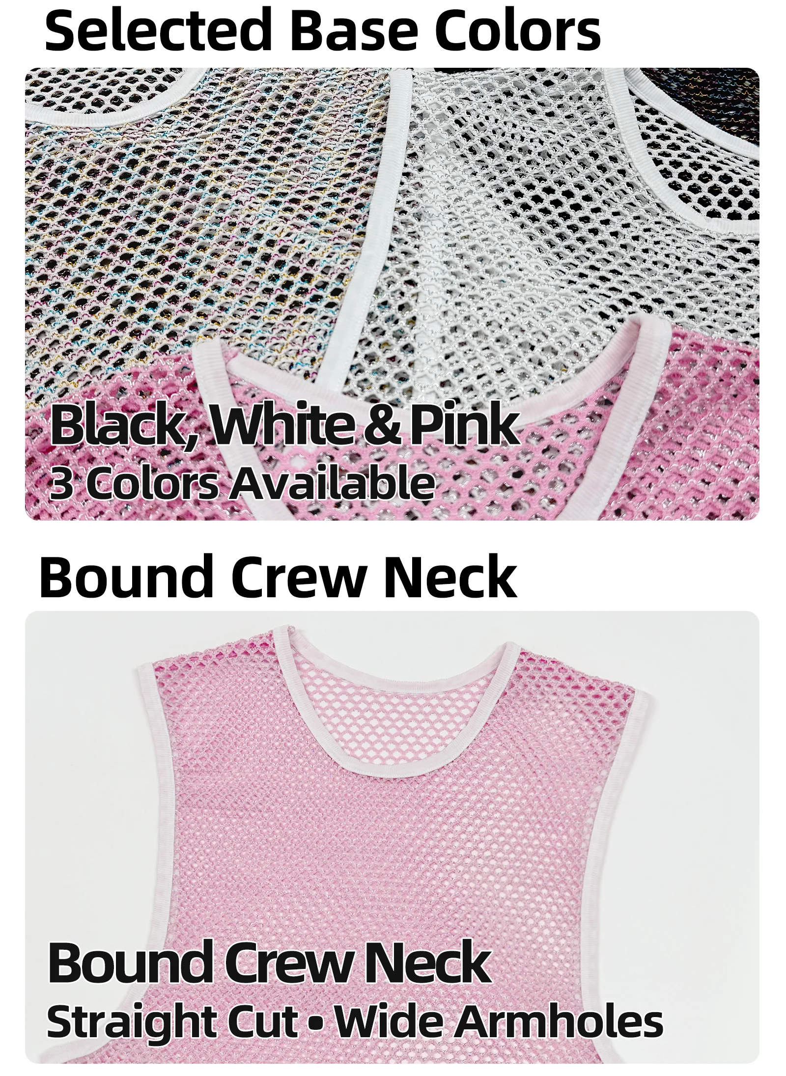 Metallisch glänzendes Tanktop für Herren, Netzstoff, ärmellos, Rundhalsausschnitt, Muskelweste, lässige Sommeroberteile, Streetwear, mit Ausschnitten, durchsichtig. – Detail 6