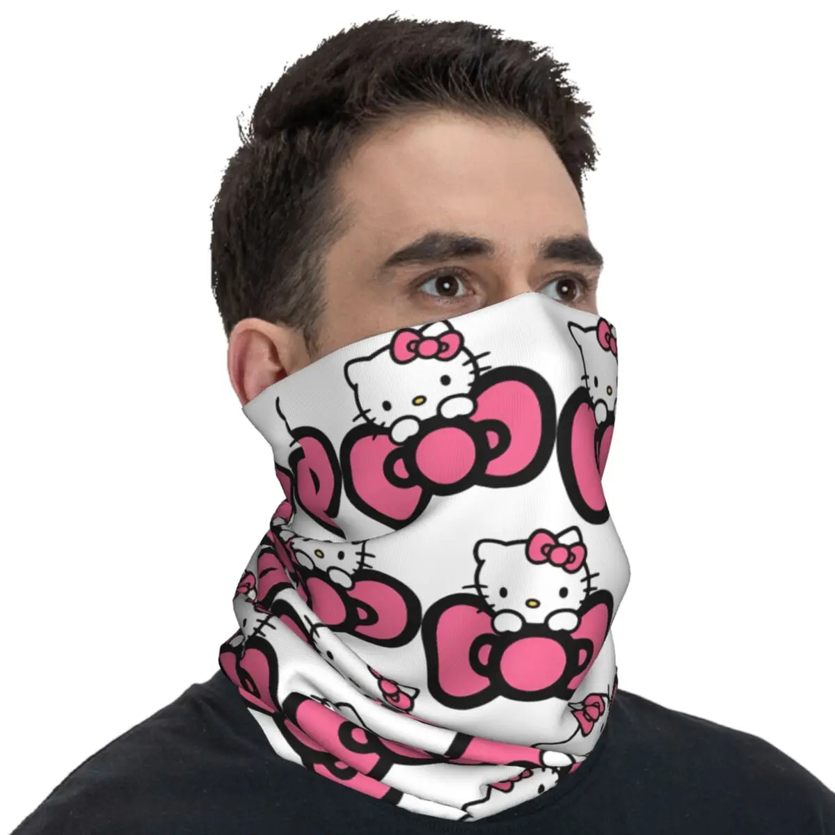 Hello Kitty Bow Balaclava Hunting Fishing Tactical Mask Couple Fashion Punk UV Protection Bicycle Mask Soft Warm Scarf Bandana