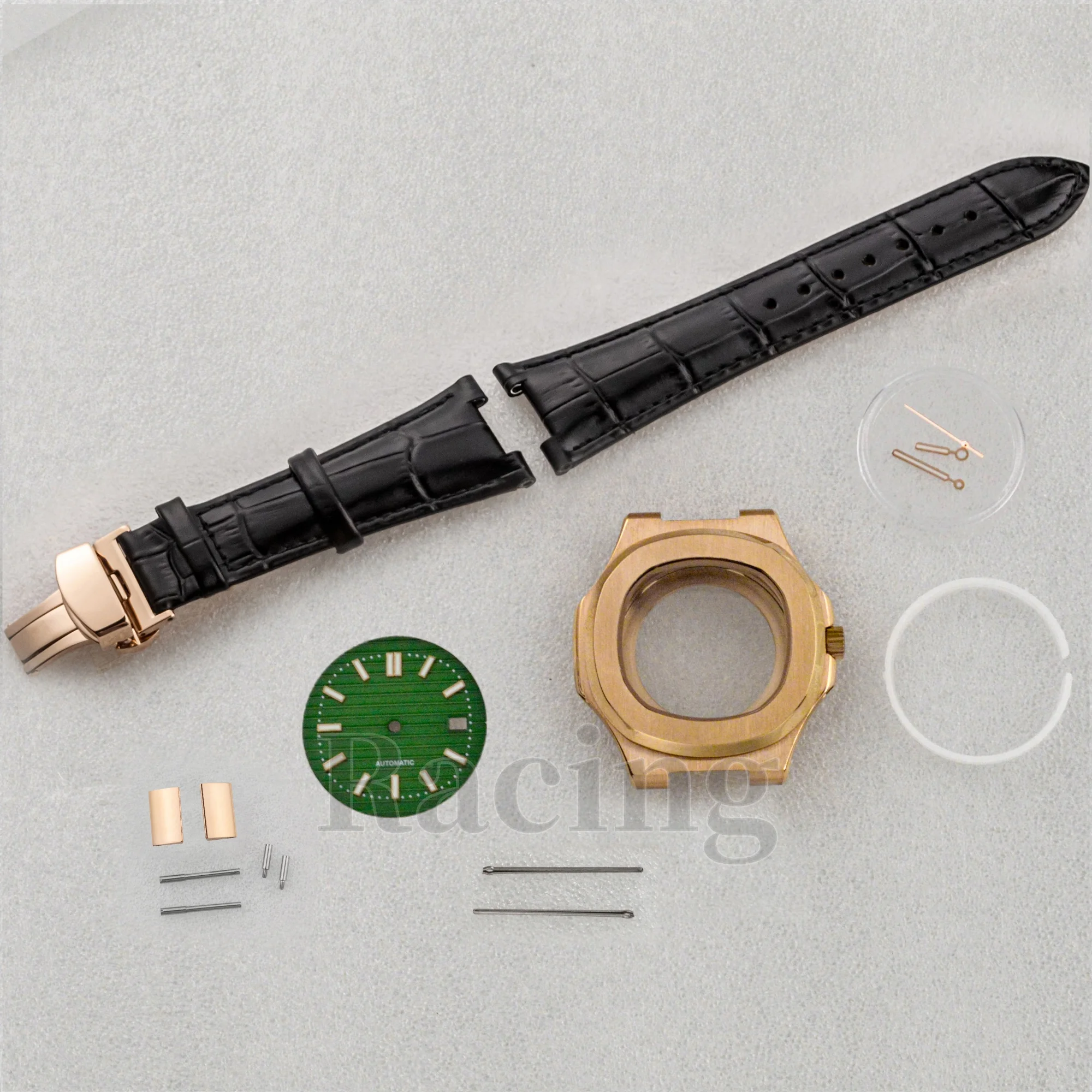 NH35 Case 41mm Watch Case Genuine Leather Strap Luminous Dial Hands for Nautilus Watches Mod Accessories fit NH35/36 Movement
