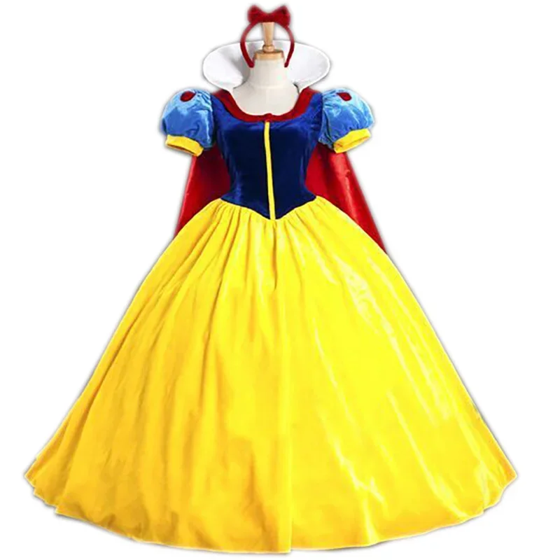 

Snow White Princess Adult Costume for women Halloween party Carnival Cosplay Costumes girls Dress + Headwear Feminina Long Dress