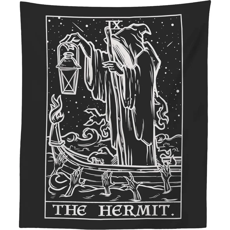 VIKAMA Tarot-Wandteppich, geheimnisvoller Vintage-Wandbehang mit Sternenhimmel und Flussboot-Motiv, für Wohnzimmer, Schlafzimmer, Eingangsbereich, dekorativer Wandbehang