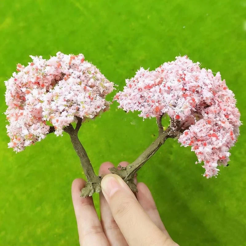 1Pcs Micro Landscape Decoration Durable Simulation Flower Tree Model Landscape Vivid Plastic Sakura Miniatures