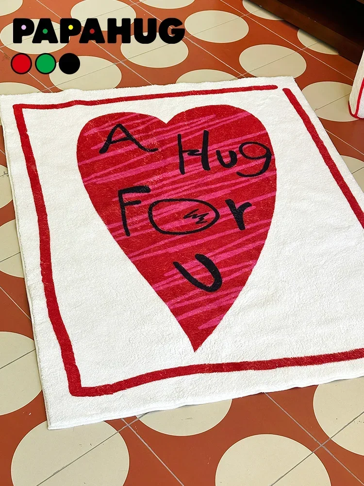 HD-Heart-shaped pattern carpet, water-absorbing and wear-resistant, living room and bedroom bedside blanket, home decoration