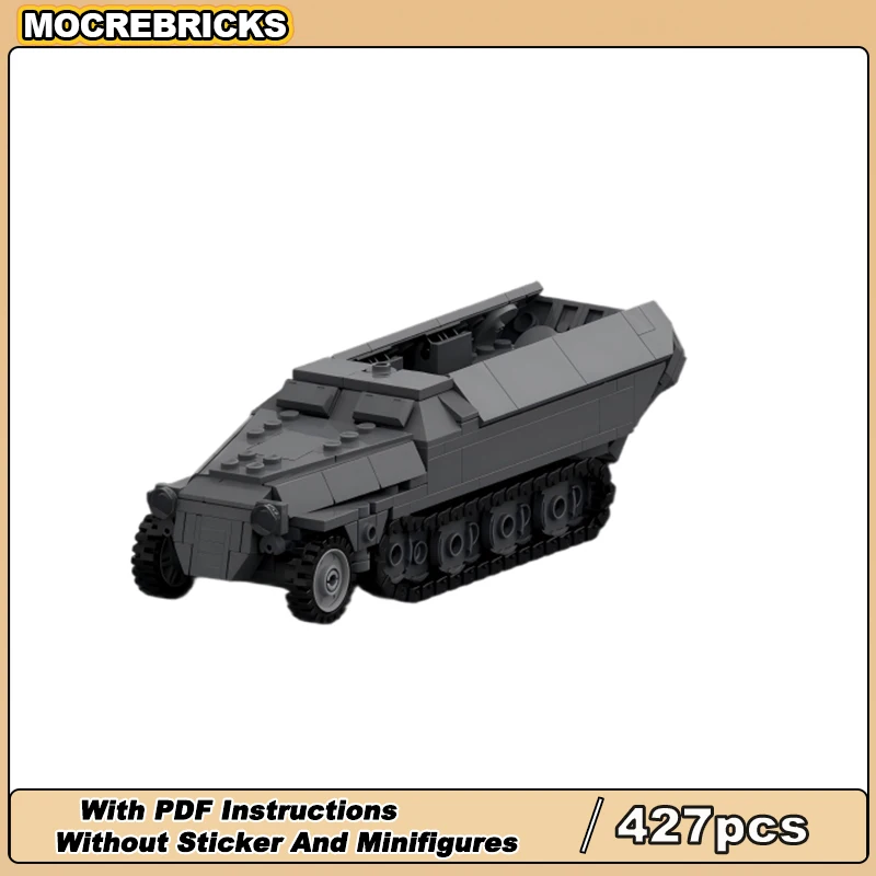 

WW II German Military Series Sd.Kfz. 251 Armored Half Track Vehicle MOC Building Block Assembly Bricks Model Toy Xmas Gift