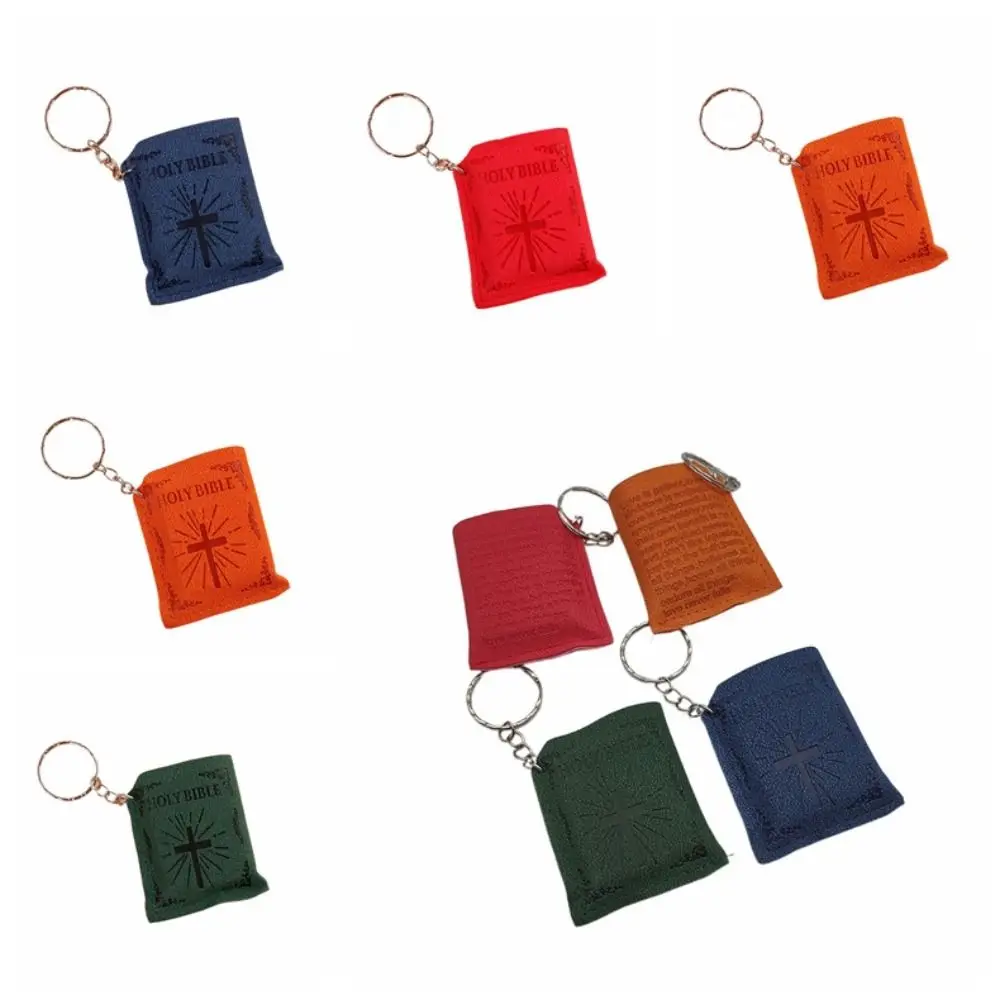 

English Religious Mini Holy Bible Keychain American Style Countryside Miniature Paper Jesus Cover Keyring Spiritual Christian