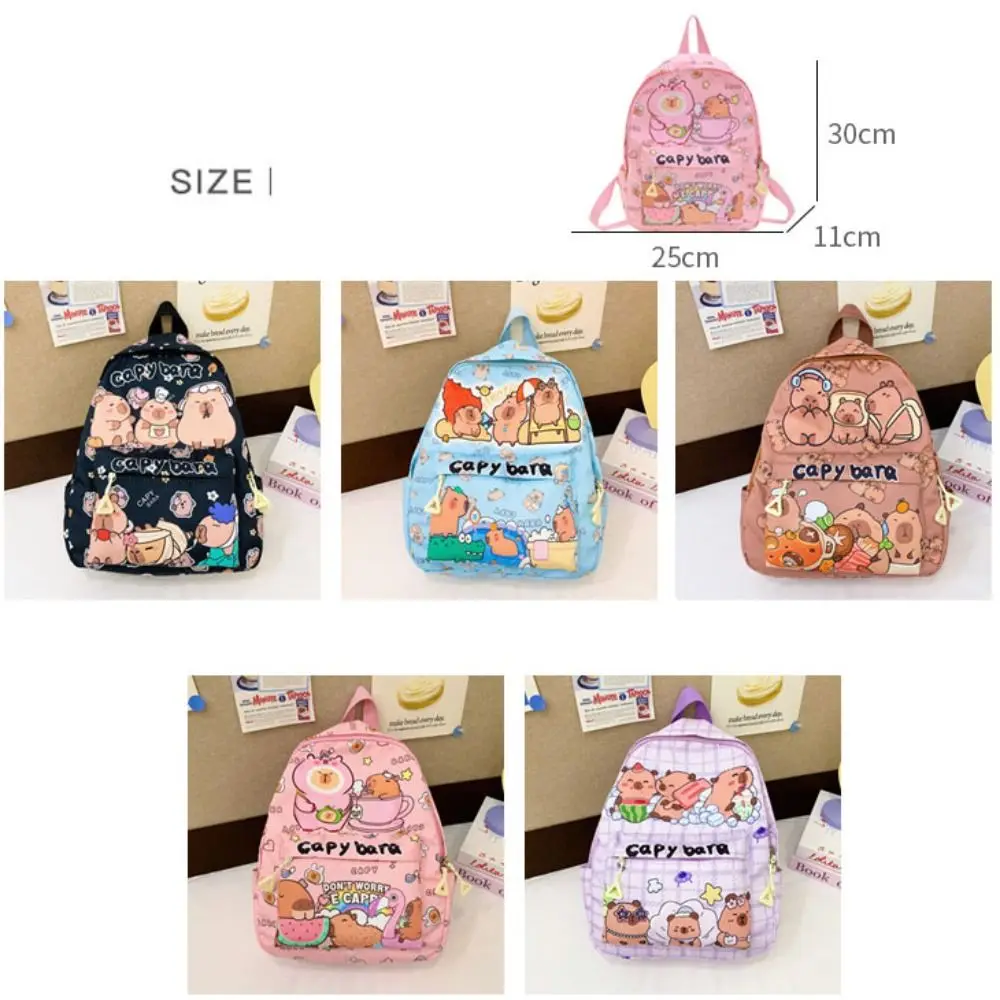 Cute Large Capacity Capybara Backpack Breathable Cartoon Student Schoolbag Ultra-light Nylon Book Bag