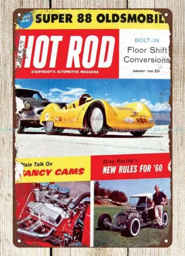 affordable home decor 1960 HOT ROD Magazine Cover metal tin sign