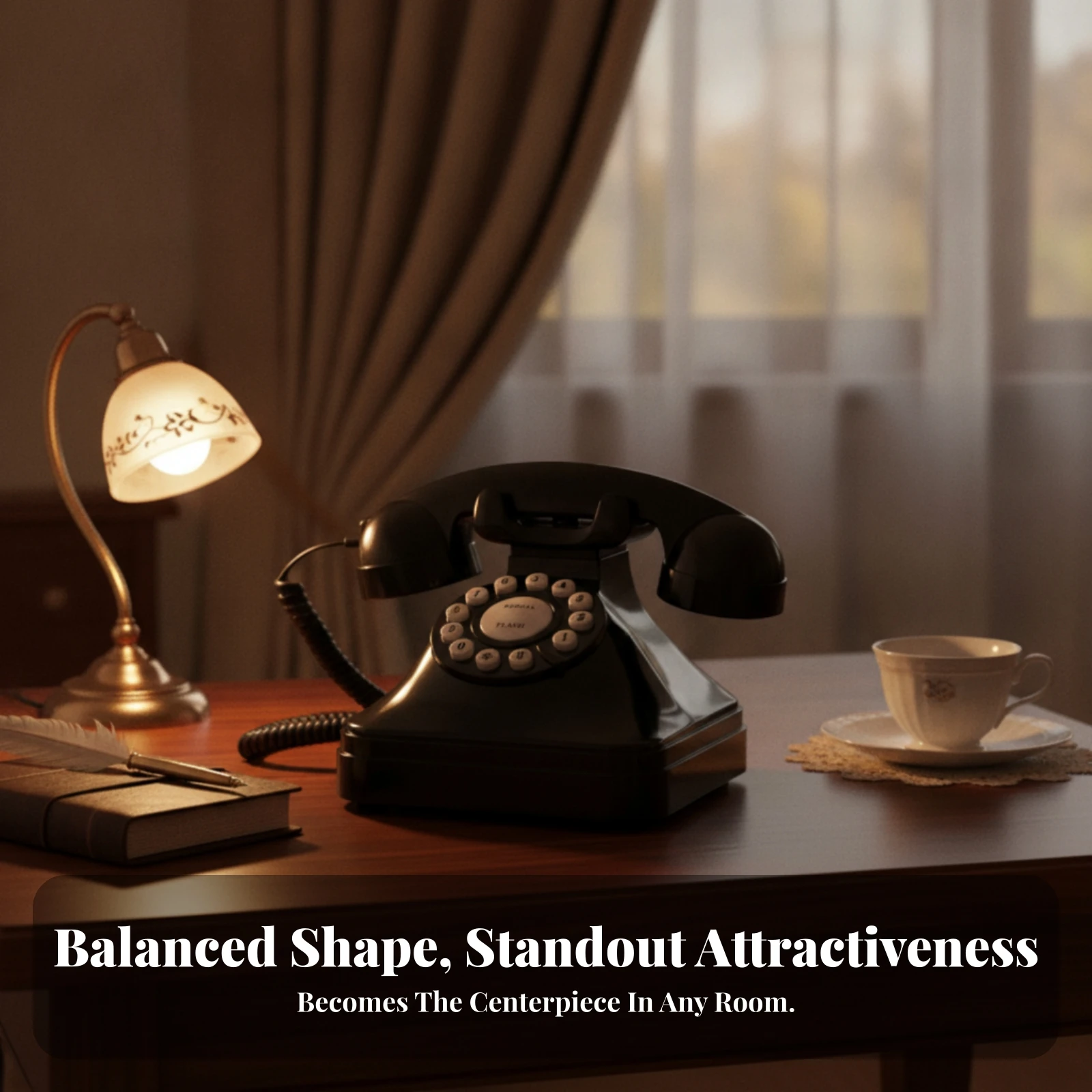 Rotary-Style Landline Phone Glossy Plastic Corded Desk Phone Rotary Dial Telephone Coiled Cord Communication Device Redial Flash