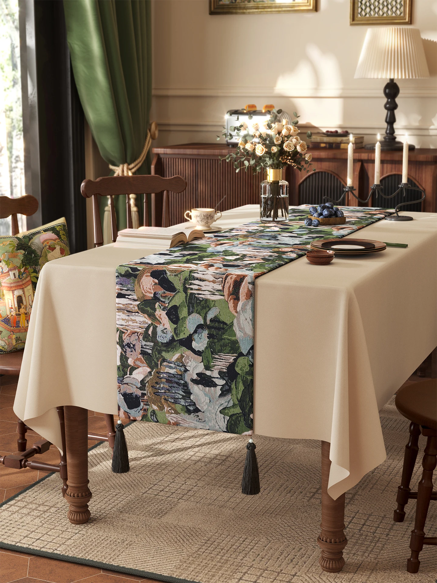 

Скатерть с флагом середины века в стиле ретро, длинное обеденное скатерть, роскошная высококачественная чайная скатерть, домашний текстиль, настольный флаг