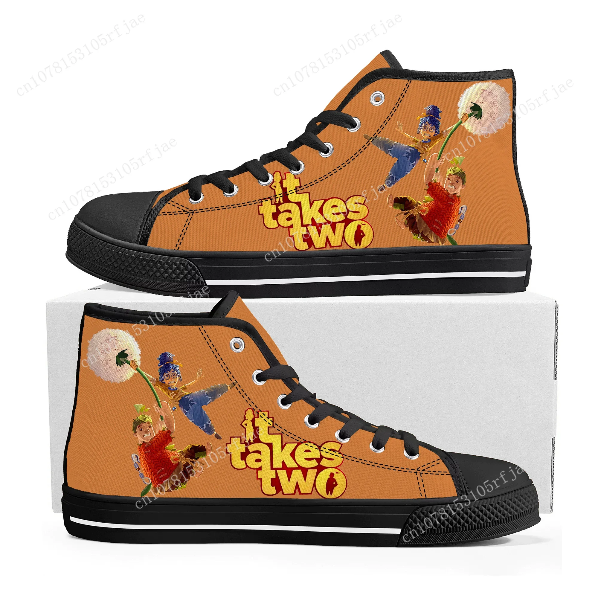 Anime Cartoon Spel Het Duurt Twee Hoge Top Sneakers Heren Dames Tiener Hoge Kwaliteit Canvas Sneaker Op Maat Gemaakte Paar Schoenen