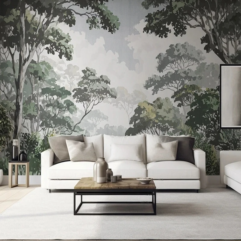 

MU8540 Photo Wallpaper 3D Hand Painted Nordic Landscape Forest Mural For Living Room Bedroom Study Waterproof Stickers Decor