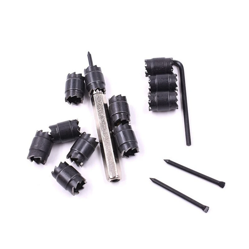 B62B 13-Piece Spot Weld Cutter Drill Bit Set, Hexagonal Handle, for Removing Spot Welds on Metal Panels, Auto Body Repair Tool