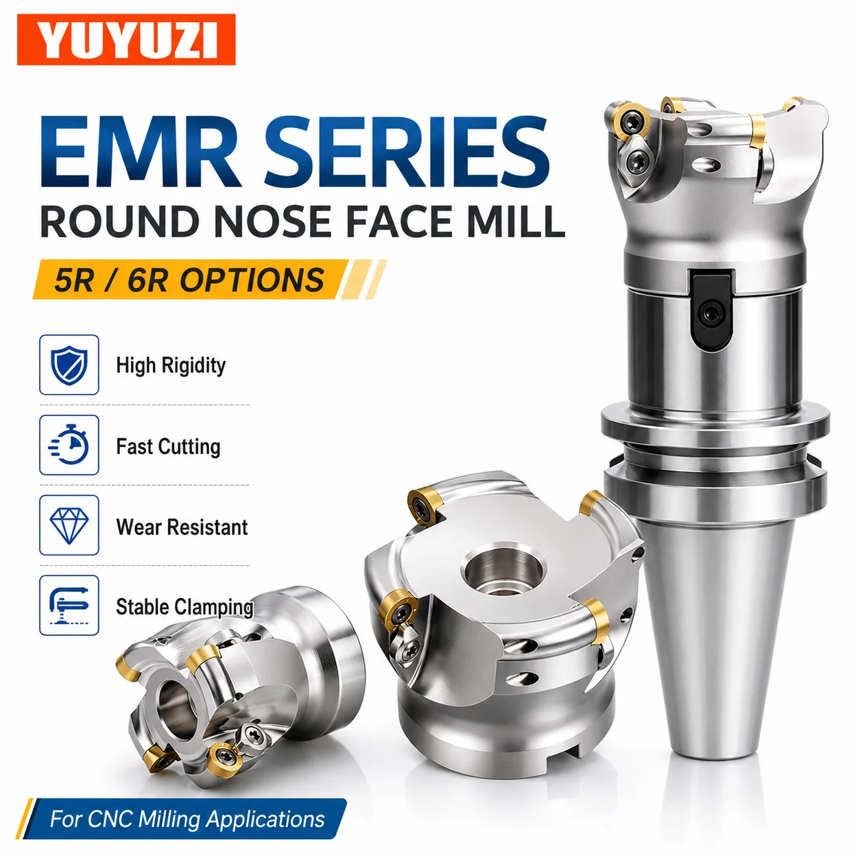 EMR 5R 6R 8R Face Milling Cutter Head 50 63 80 100 125 160mm for RPMT1204 RPMW1003 Inserts FMB22 FMB27 CNC Tool Holder