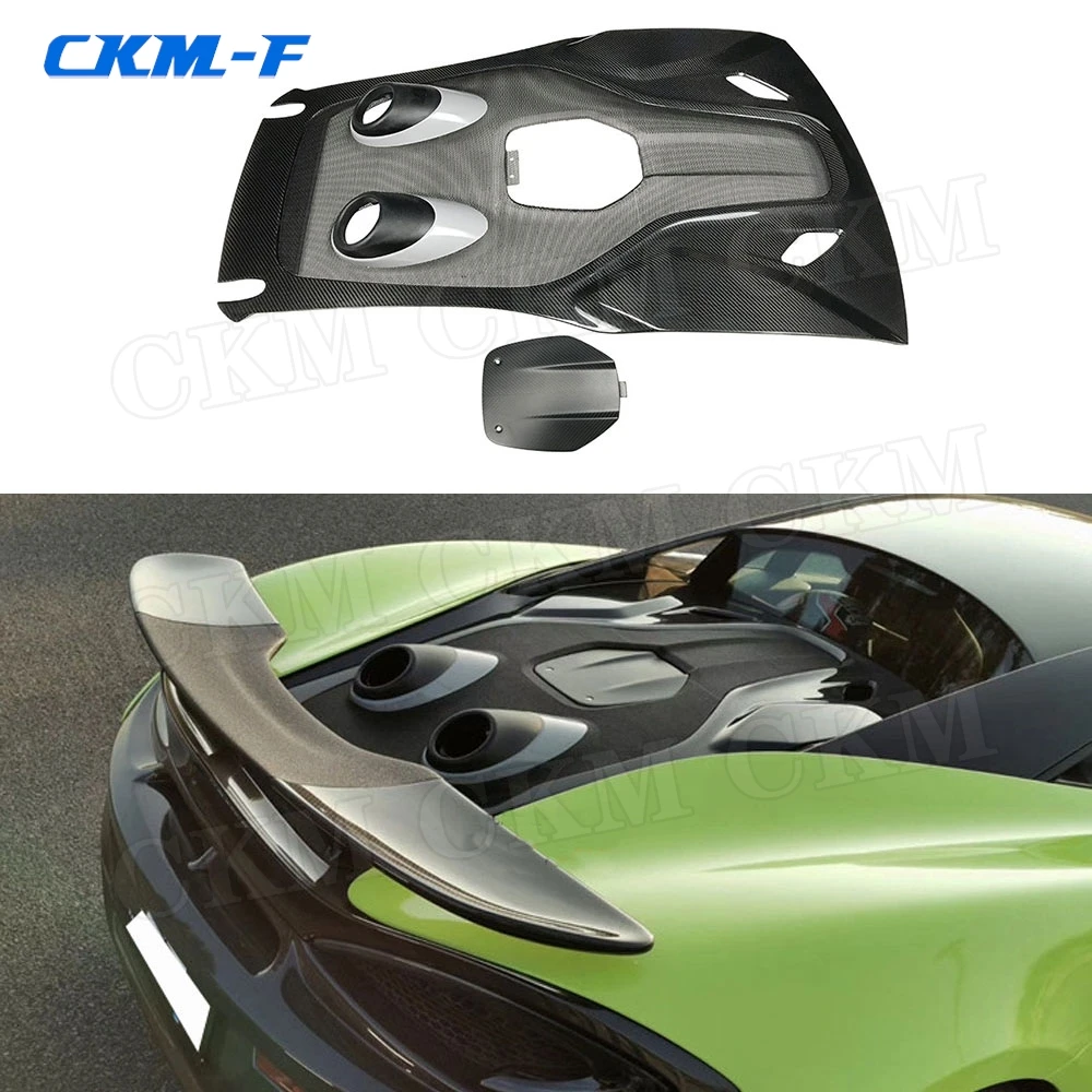 Tapa de maletero trasero de fibra de carbono seca Real, cubierta de punta de escape embellecedora trasera para McLaren 540C 570S 570GT 600LT, Kit de carrocería estilo