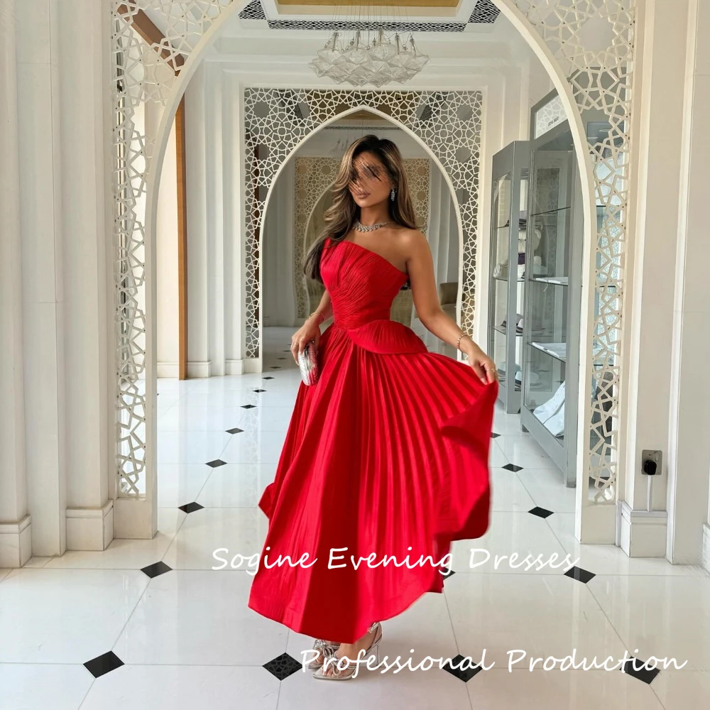 Strapless Red Party Dresses For Teens Pleated Crepe Homecoming Dress 2025 Sleeveless فساتين سهرة A-Line Evening Dress Formal