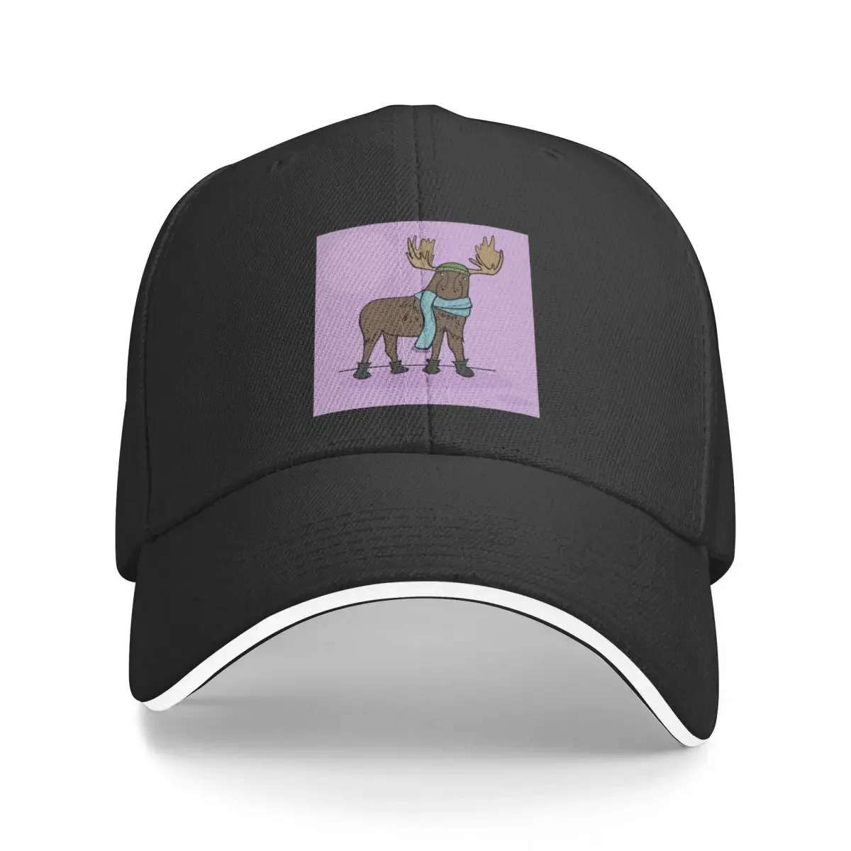 

Winter Moose in a Scarf Baseball Cap Rave Thermal Visor Golf Hat Trucker Hats For Men Women's