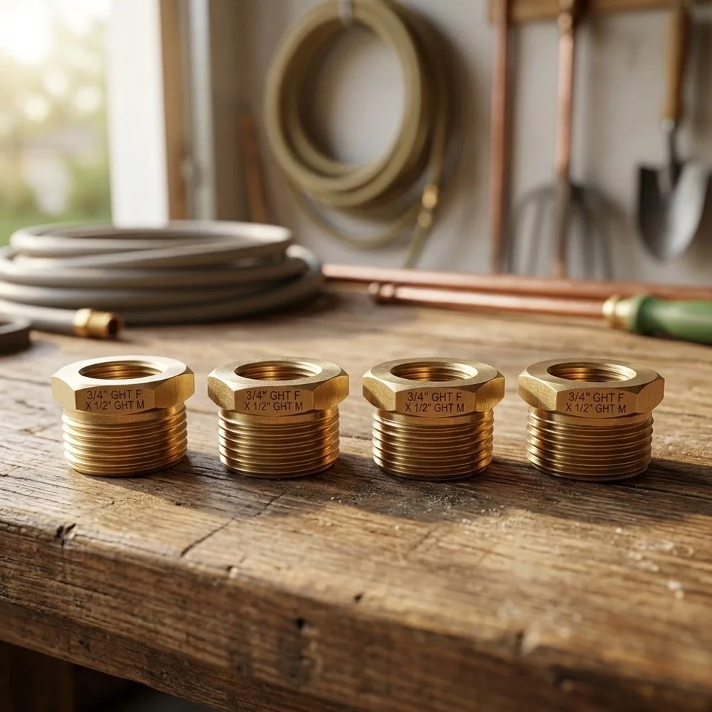 4Pcs Brass Garden Hose Bushing 3/4 for ght Male to 3/8 NPT Female Reducer Adapter for Connecting Different Pipe Sizes