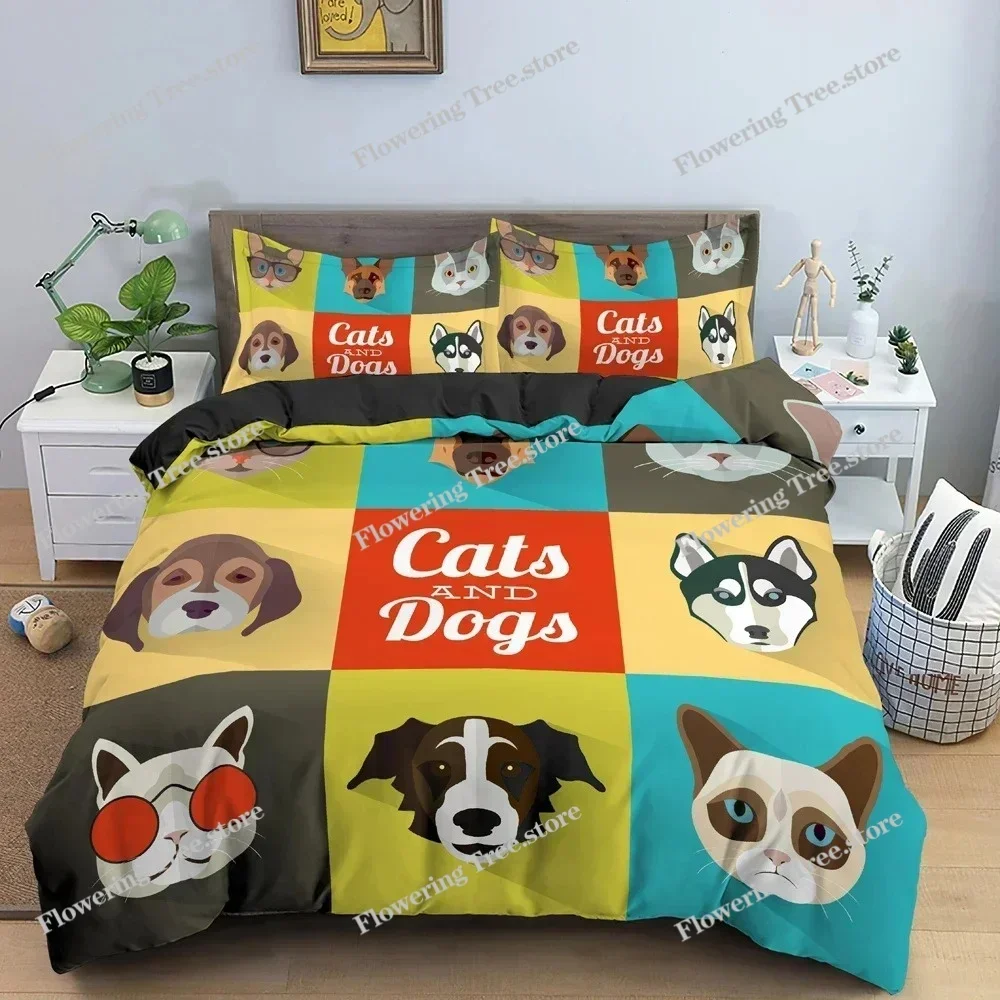 CCartoon Animals Duvet Cover 3D Dogs Pattern Bedding Set For Bedroom Comforter Quilt Covers USEUAU Single Double Size