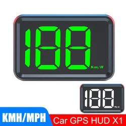 USB Plug KMH MPH Meter Digital White Green Light Display Car Head Up Display GPS HUD Universal Speedometer Big Font X1 HUD