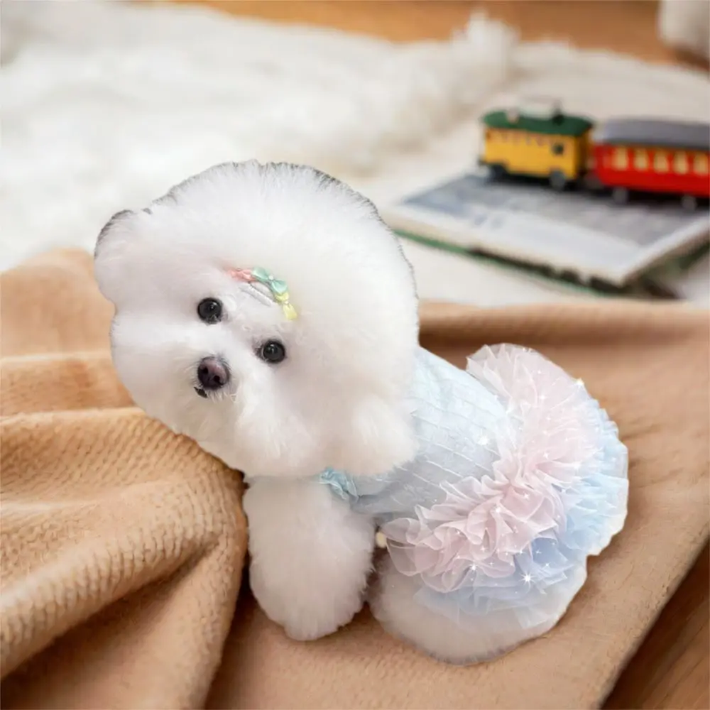 

Pet Costumes Cute Pet Mesh Dress Lace Bow Comfortable Dog Princess Skirt Soft Breathable Pet Clothes Spring Summer