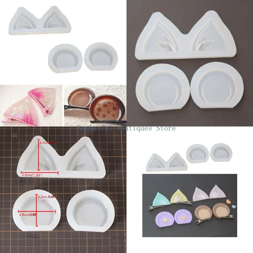 

U4LF кристаллическая эпоксидная форма кошачьи уши медвежьи уши для DIY полимерная глина мыло свеча 2