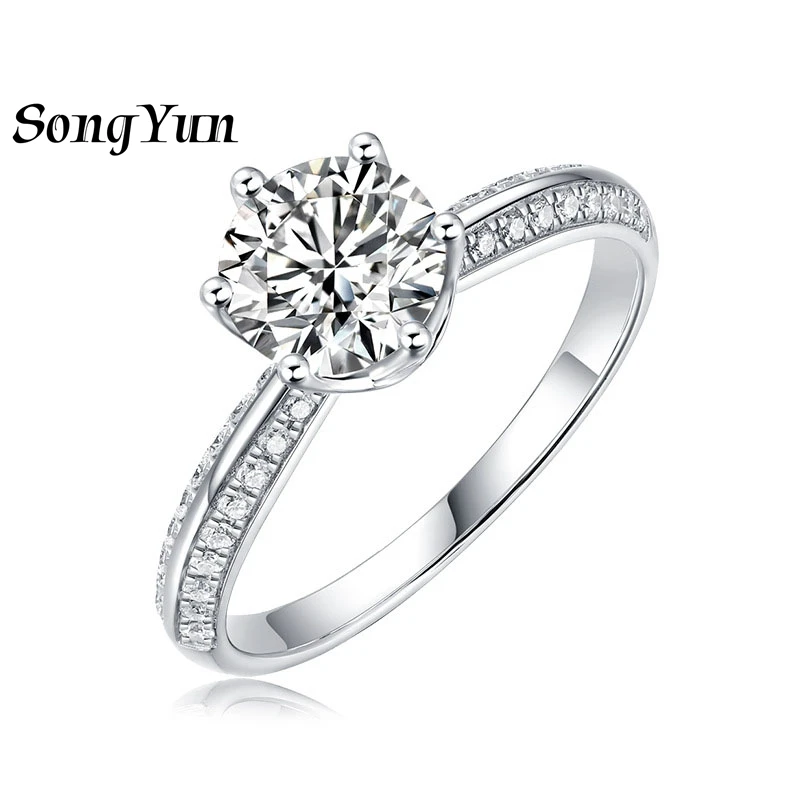 

SONGYUN Designer Jewelry 925 Sterling Silver Ring Round Moissanite Gorgeous Ring Ladies 18K Gold Plated SYT Patent Fine Rings