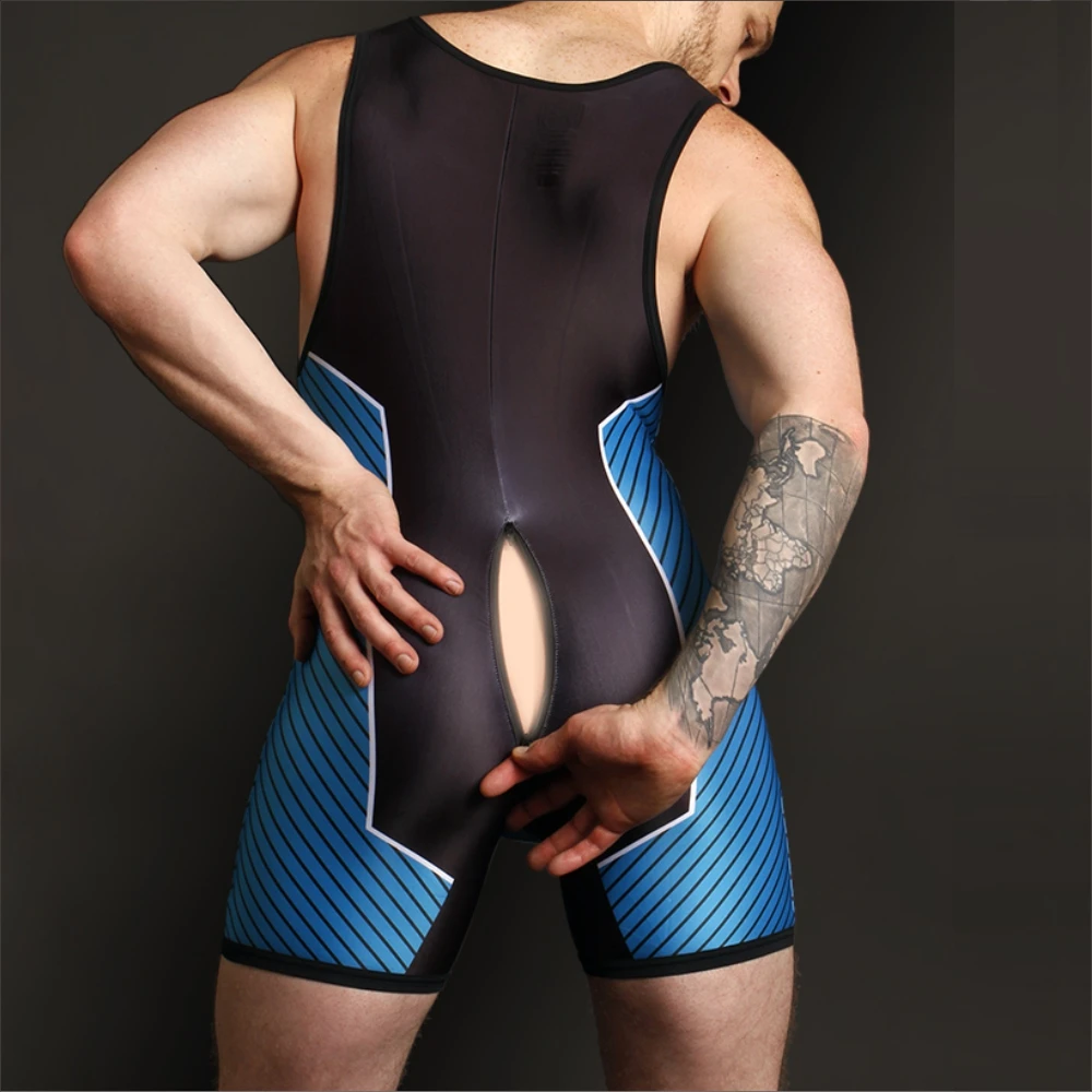 New CB13 Men\'s Zipper Singlet Body Suit RightTrack Skinsuit One-Piece Sleeveless SexyMan Fun Clothing