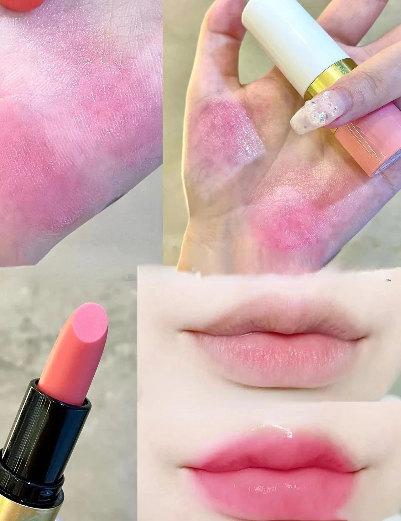 Bálsamo labial rosa hidratante, maquillaje, cuidado labial, hidratante, decoloración, Cosméticos Ms