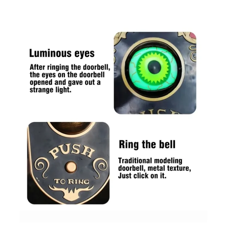 هالوين جرس الباب عين واحدة الديكور LED ضوء كهربائي ينبعث منها الصوت العين الكرة جرس الباب بار غرفة سرية المزحة الدعائم