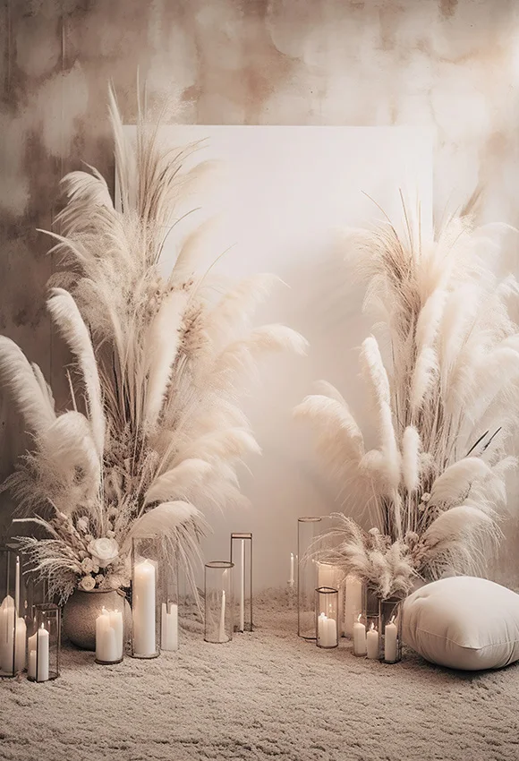 Mehofond Photography Backdrop Indoor Bohemia Pampas Grass Decor for Pregant Girl Birthday Wedding Background Feather Wall Props