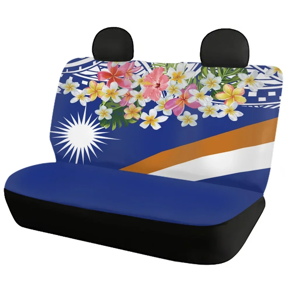 Car Seat Cover Sets for Women Full Set Blue Marshall Island Flag Design Seat Protector Polynesia Plumeria Front/Back Seat Covers