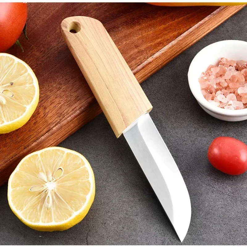 WXCOO Stainless Steel Small Knife Chef Cooking Knife Fruit Cutting Household Blade Kitchen Utility Knife Wooden Handle