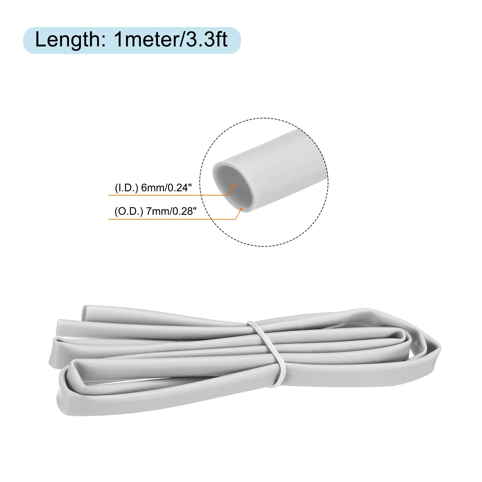 1m Silicone Heat Shrink Tubing 1.7:1 Ratio 6-30mm ID x 7-32mm OD Silicone Rubber Hose Insulation Sleeve for Automotive Wiring
