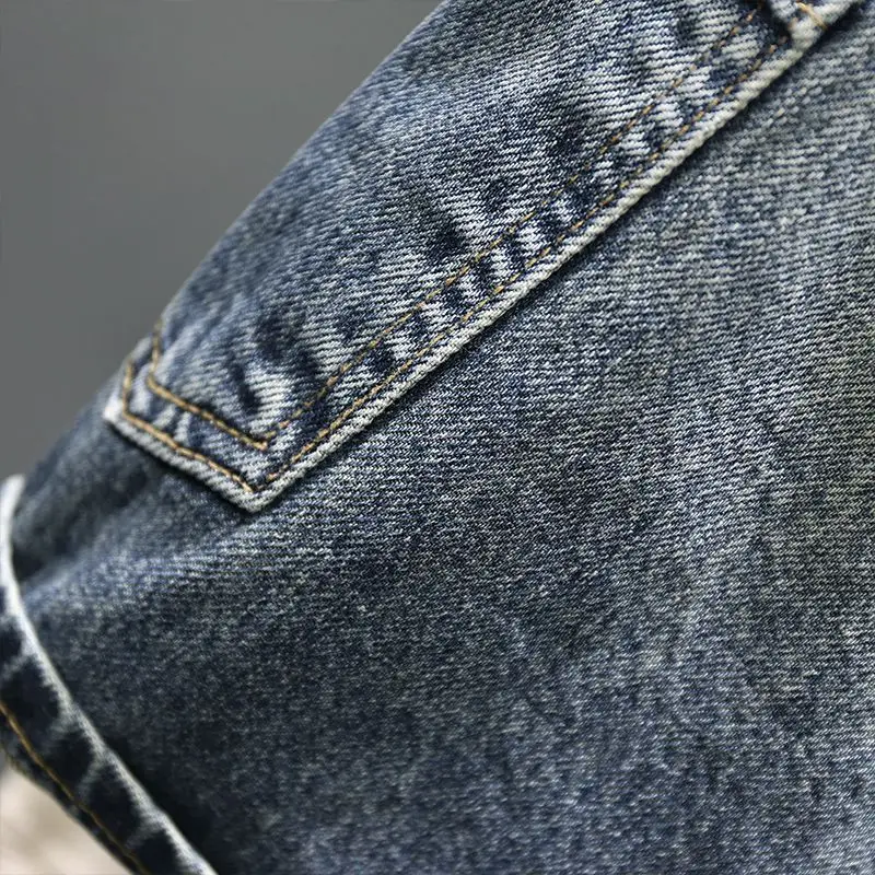 2025 Summer New Denim Shorts Men's Fashion Scratched Pants Trendy Brand Heavy Washed Five-point Pants Bermuda Shorts for Men