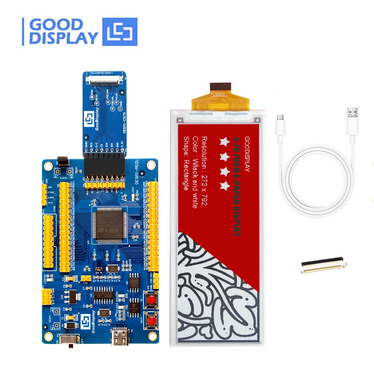 

STM32 Platform 5.79 Inch Display Epaper Color Eink EPD, GDEY0579Z93 with STM32 Demo Kit DESPI-L(C579)