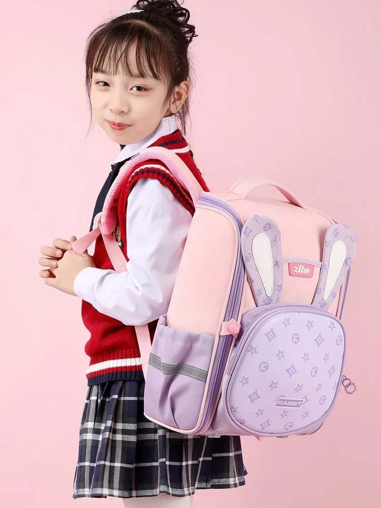 Mochila escolar Kawaii para niños y niñas, Bolsa Escolar de conejo bonito para la escuela secundaria primaria