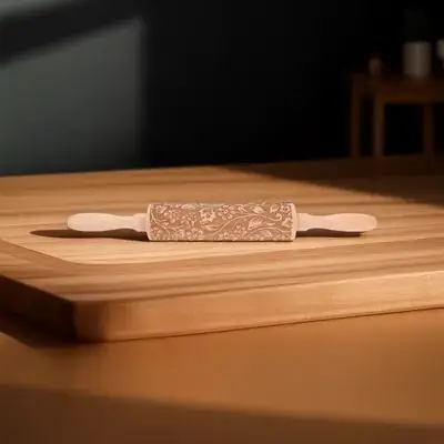 

Beech Wood Embossing Rolling Pin Patterned Roller for Baking Fondant Cookies Pie Crust Pastry Pizza Dough Decorative Kitchen