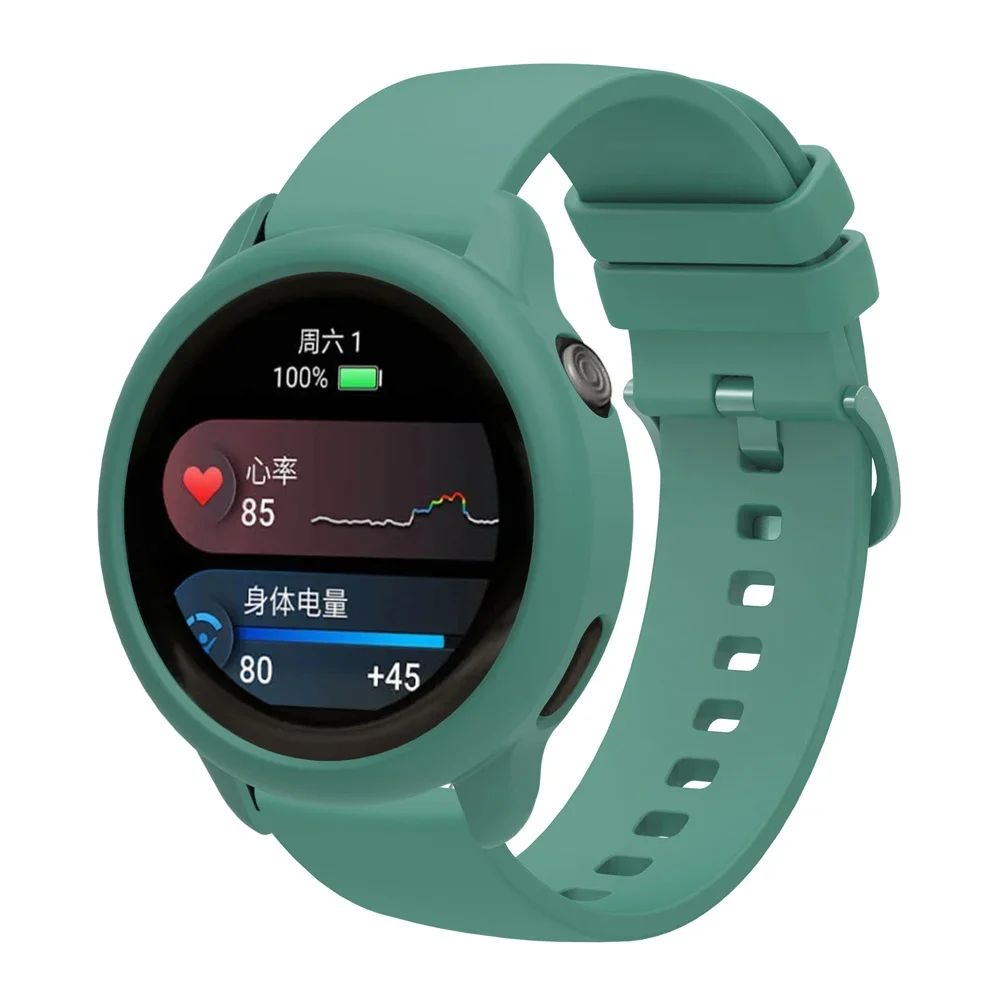 1X حافظة من السيليكون الناعم لساعة Garmin Vivoactive 6 الذكية، غطاء حماية من الجلد الواقي، إطار حماية ممتص للصدمات
