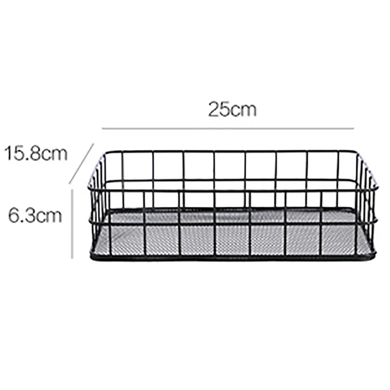 Nordic Metal Wire Storage Basket Office Desktop Sundries Makeup Brushes Holder Box Table Cosmetics Organizer Iron Basket